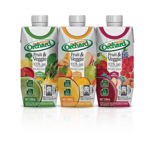 Orchard Fruit & Veggie 100% Juice Mix (Grn/Red/Ylw) (330ml)