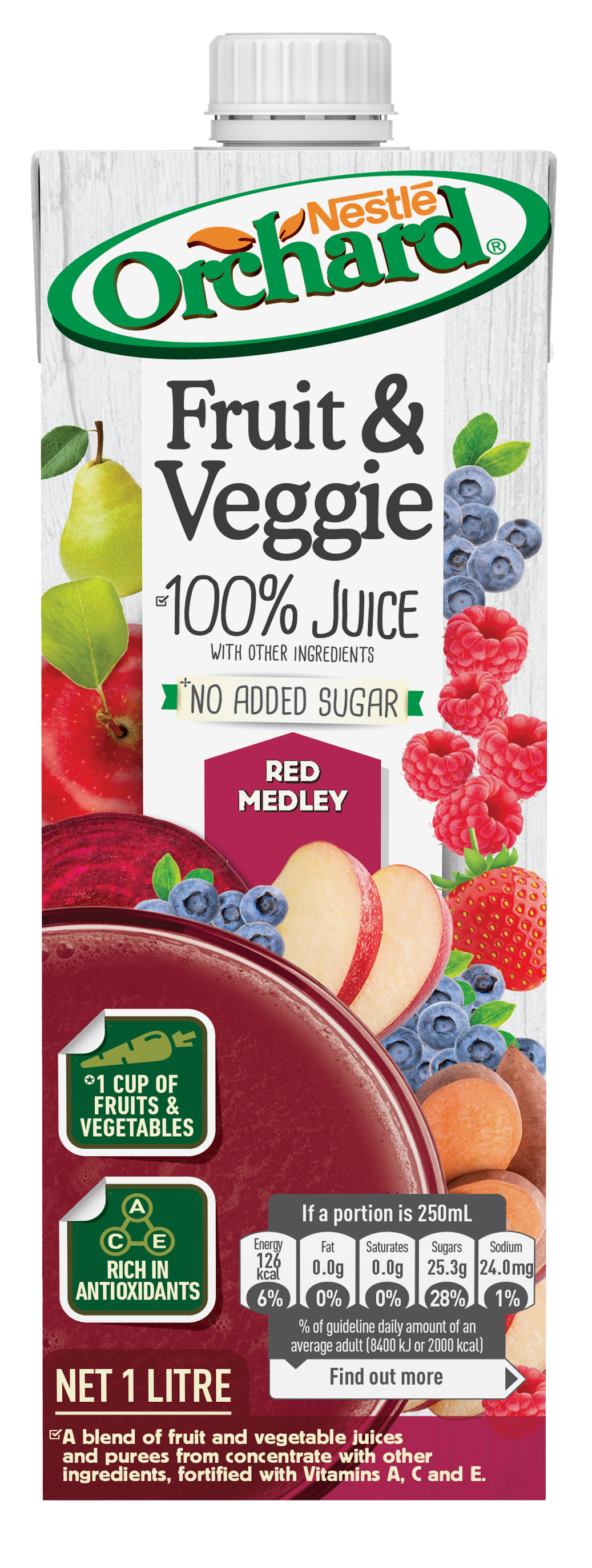 Orchard Fruit & Veggie 100% Juice Red (1L)