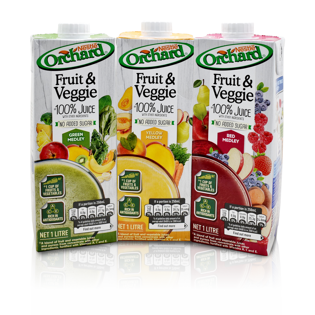 Orchard Fruit & Veggie 100% Juice Mix (Grn/Red/Ylw) (1L)